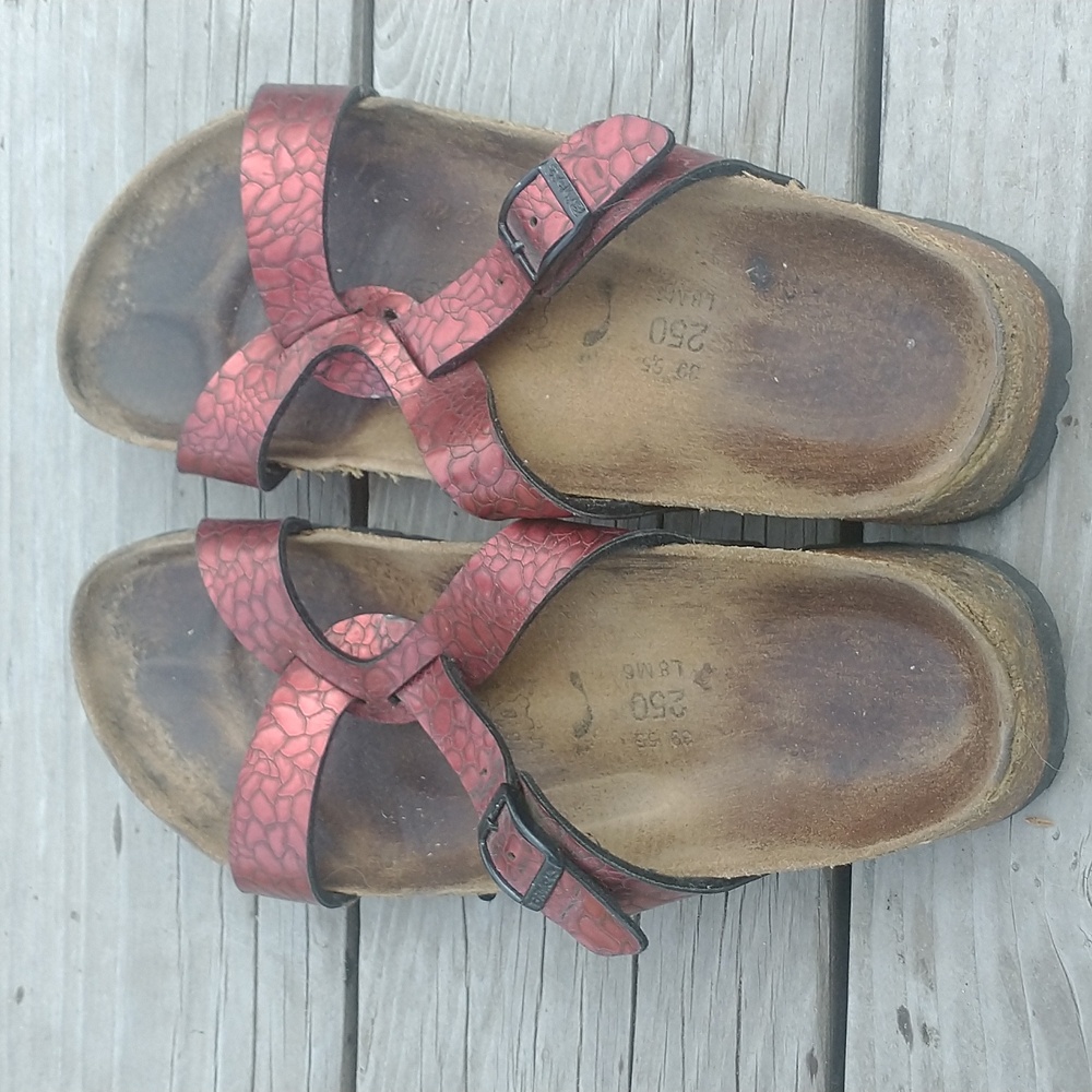 Birkenstock red slides
